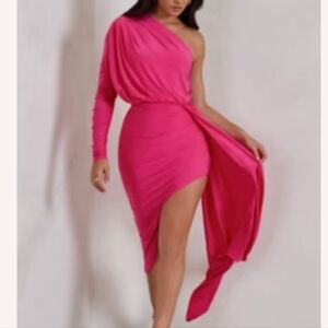 Club L London Pink Asymmetrical Dress